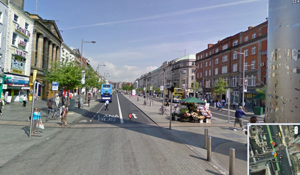 O'Connell Street in Dublin using Google's Street View