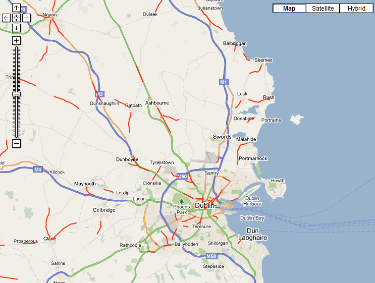 Gardaí's Google Map of accidents blackspots