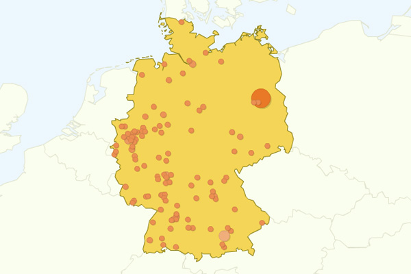 German visitors to The Sociable mapped in Google Analytics