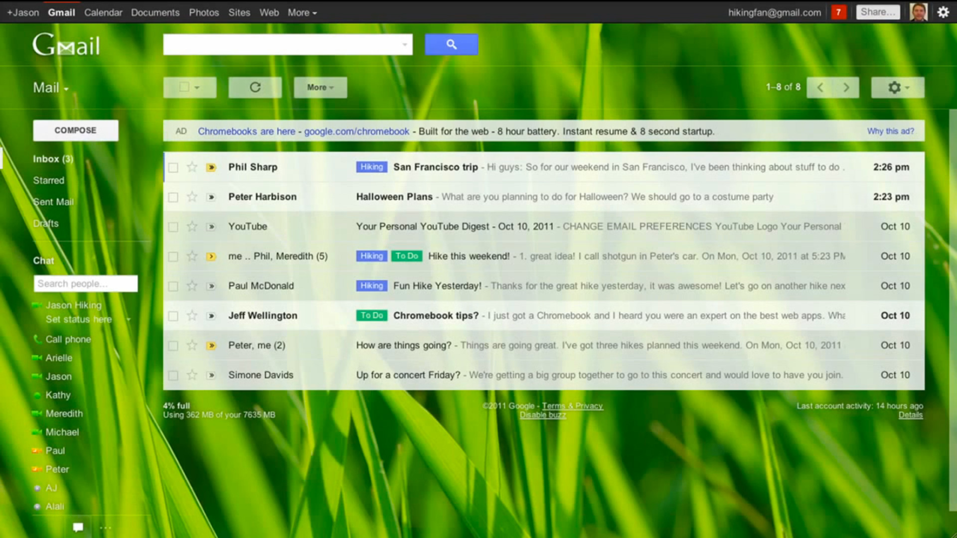 New high-definition themes in Gmail