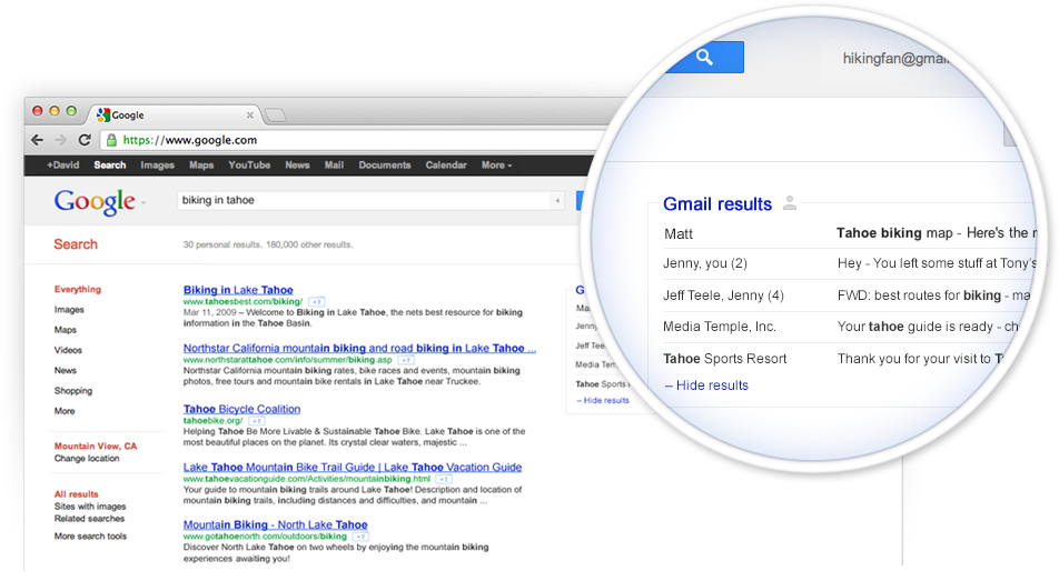 Gmail in Google Search