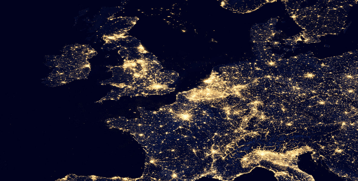 NASA image of Europe at Night